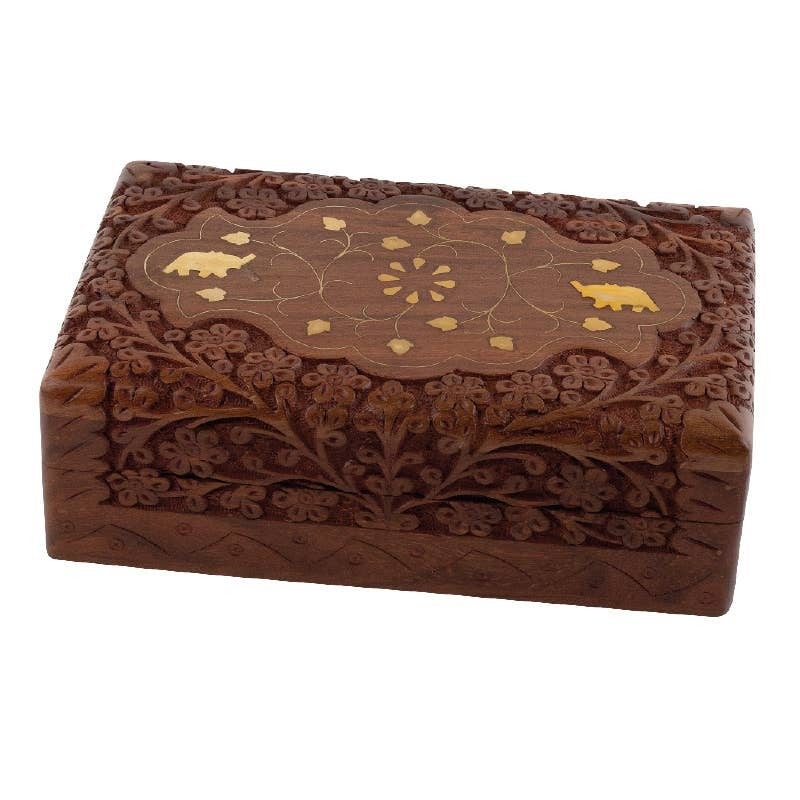 Elephant Wooden Storage Box Botany Tropicals