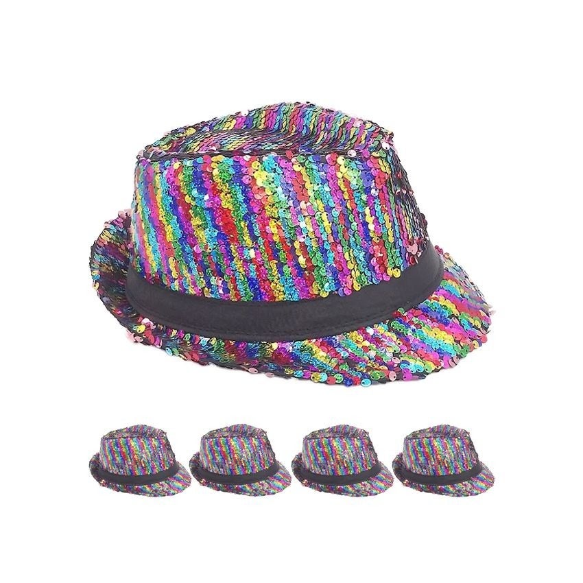 Sparkling Rainbow Sequin Trilby Fedora Party Hat | Botany Tropicals